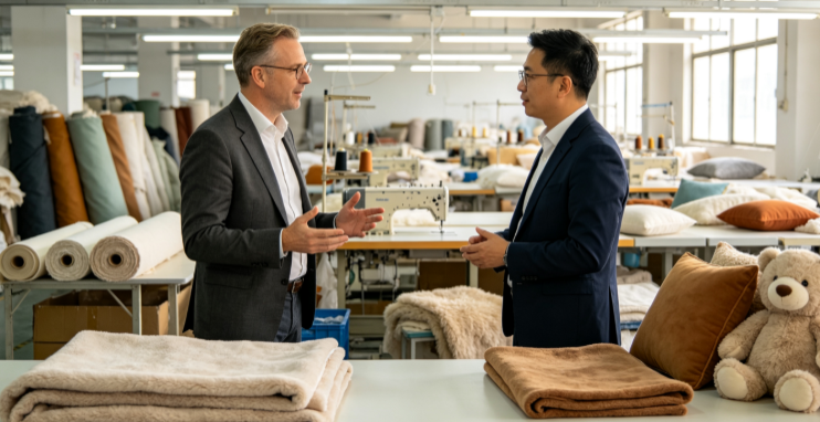 Chinese home textile manufacturer factory audit, quality control, custom cushions, blankets and plush toys sourcing